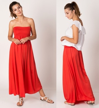 NEW MAXI DŁUGA SPÓDNICA - SUKIENKA 2w1 CZERWIEŃ
