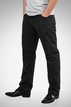 Czarne Eleganckie Wizytowe Spodnie Męskie Bawełniane HUNTER 610/92 88 cm/36