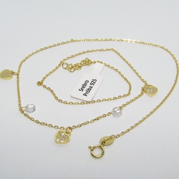 ОЖЕРЕЛЬЕ СЕРДЦЕ, СЕРЕБРО 925 ПРОБЫ, ПОЗОЛОЧЕННОЕ, 44 СМ