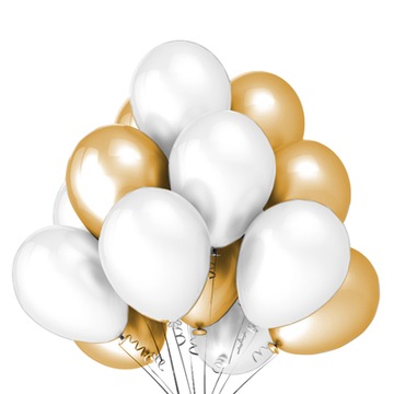 balony zestaw ZŁOTE BIAŁE ROCZEK ŚLUB 100 szt duże