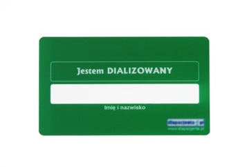 Karta informacyjna Jestem dializowany zielona