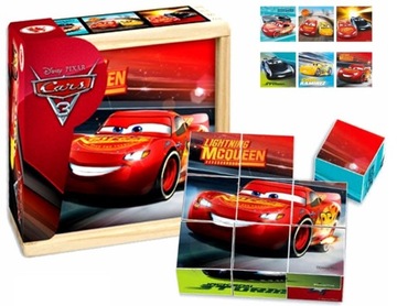 Klocki Puzzle drewniane Cars 6 obrazków Oryginalne