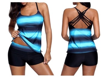 STRÓJ KĄPIELOWY TANKINI SPODENKI KOSZULKA XL