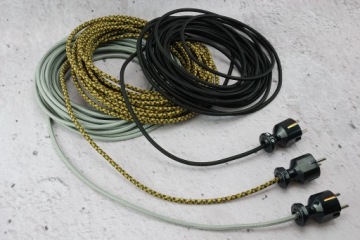 черная бакелитовая вилка 230В 16А LOFT ретро-дизайн для плетеного кабеля