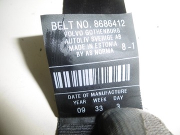 РЕМЕНЬ БЕЗОПАСНОСТИ ЛЕВЫЙ ЗАДНИЙ VOLVO S80 II V70 XC70