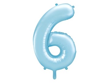 BALON CYFRA 6 CYFERKI duże NIEBIESKI URODZINY 86cm