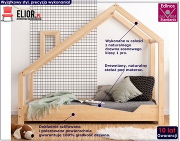 ŁÓŻKO DZIECIĘCE DREWNIANE DOMEK ======= POJEDYNCZE