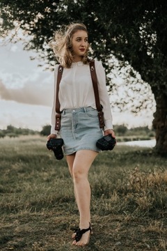 ФОТОГРАФИЧЕСКАЯ КОЖАНАЯ КОРИЧНЕВАЯ РЕМНЯ 4.2 ГРАВИРОВКА