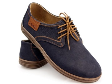 HUSAR wygodne lekkie Buty SKÓRA PL483 granat CR 41