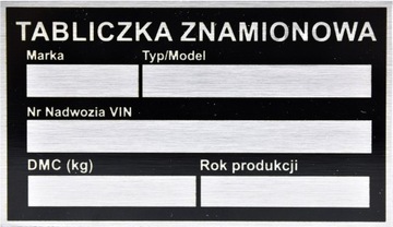 zastępcza Tabliczka znamionowa DMC przyczepa