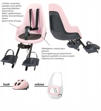 Fotelik rowerowy Go mini 9-15kg PRZÓD+OSŁONA+KASK