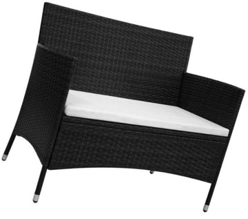 = ELEGANCKA ŁAWKA OGRODOWA Z RATTANU PE = CZARNA