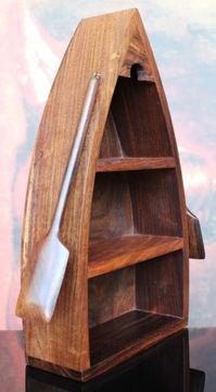 ДЕРЕВЯННАЯ ШКАФНАЯ ПОЛКА ЛОДКА С ВЕСЛАМИ В ПОДАРОК