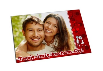 FOTO MAGNES NA LODÓWKĘ MIŁOŚĆ dla NIEJ 7X10 + IMIĘ