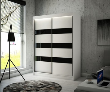 Szafa Przesuwna Garderoba 150cm Biała Lacobel LED