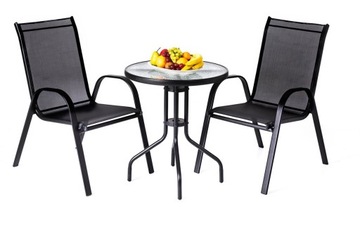 САДОВАЯ МЕБЕЛЬ ТЕРРАСНЫЙ КОМПЛЕКТ СТЕКЛЯННЫЙ СТОЛ 2K