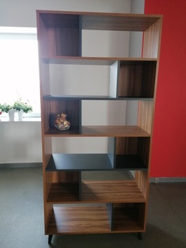 REGAŁ ŚCIANKA DZIAŁOWA GRAFIT-ORZECH POKÓJ DZIECKO