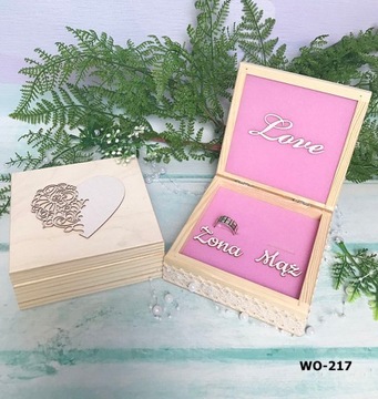 Эко-деревенская квадратная кружевная коробочка для обручальных колец