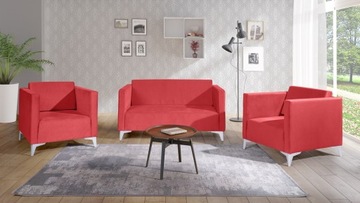 AGAT BEIGE комплект 2+1+1 диван, кресла, хромированные ножки