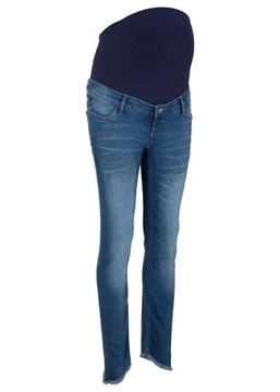 O4350 DŻINSY CIĄŻOWE SKINNY Z FRĘDZLAMI r.42