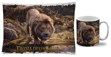 KUBEK + PODUSZKA KRÓL LEW LION KING + NAPIS NR1