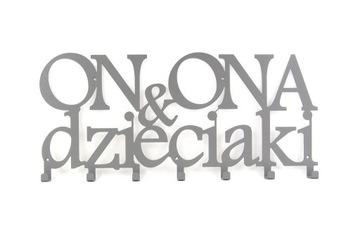Wieszak ścienny na ubrania klucze ON ONA DZIECIAKI