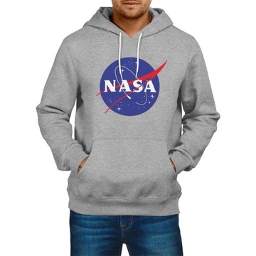 Bluza NASA męska z kapturem, na prezent, szara M
