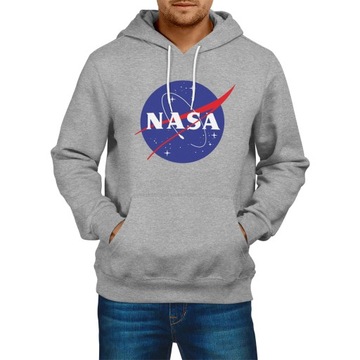 Bluza NASA męska z kapturem, na prezent, szara S
