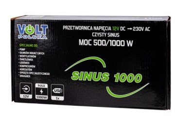 ПРЕОБРАЗОВАТЕЛЬ СИНУСНОГО ТОКА-НАПРЯЖЕНИЯ 12 В 230 В 1000 Вт