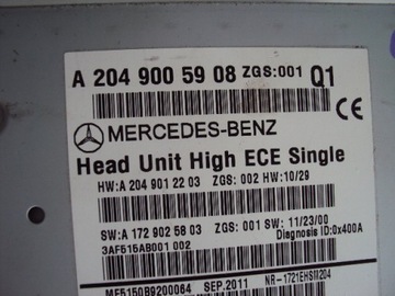 НАВИГАЦИОННАЯ КОМАНДА ВЫСОКОГО ECE MERCEDES C-CLASS W204