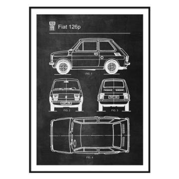 Схема ретро-патентного плаката Fiat 126p