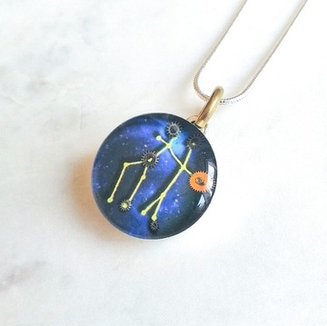Wisior Znaki Zodiaku Bliźnięta Steampunk Trybiki
