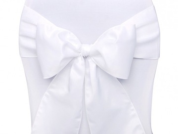 Белый чехол с атласным бантом на стул, причастие, свадьба, 12 лет.