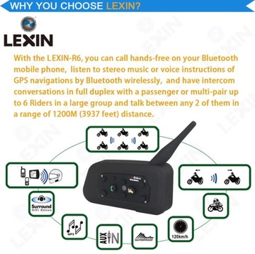 LEXIN LX-R6 Bluetooth-ИНТЕРКОМ для 1 шлема