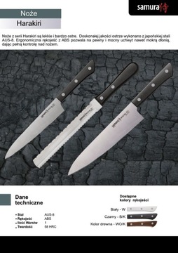 Samura Harakiri Nóż Utility 150 mm - Stal AUS-8, Rękojeść ABS