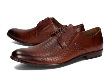 OBUWIE MĘSKIE WIZYTOWE PÓŁBUTY SKÓRA 192 BRĄZ 39