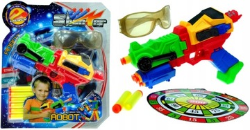 РОБОТ-ПИСТОЛЕТ СО СТРЕЛАМИ ГУБКИ, ОЧКАМИ, ЩИТОМ