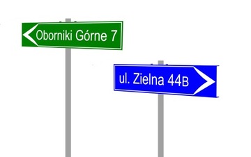 Znak Tablica Kierunkowa Strzałka Ulica Numer Nazwa