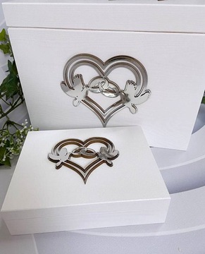 Коробка для конвертов + обручальные кольца, декор из белого золота