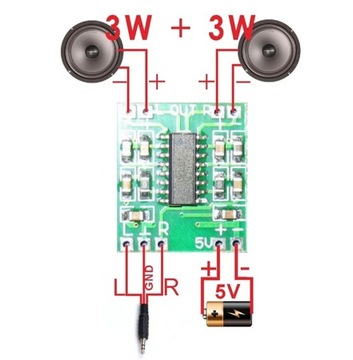 PAM8304 2x3 Вт 5 В аудиоусилитель Arduino