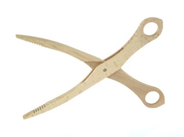 Nożyce szczypce chwytak DREWNIANY do grilla 28 cm