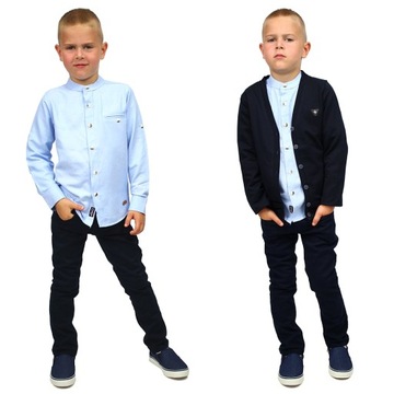 Elegancka KOSZULA ZE STÓJKĄ Breeze BŁĘKITNA 104