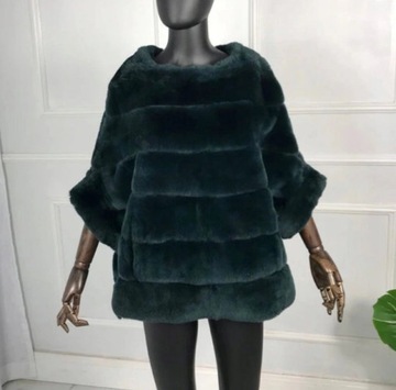 Пончо из меха кролика REX Oversize 38 M