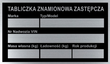 Tabliczka znamionowa ZASTĘPCZA