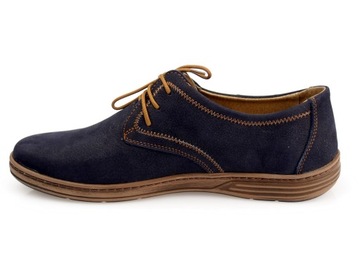 HUSAR wygodne lekkie Buty SKÓRA PL483 granat CR 41