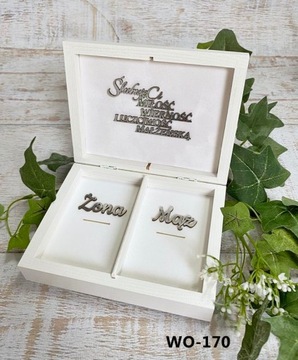 Pudełko na koperty duże +obrączki złote dekory