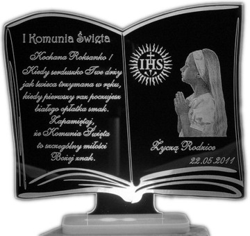 I KOMUNIA ŚWIĘTA PAMIĄTKA GRAWEROWANA z FOTO