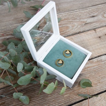 БЕЛАЯ СВАДЕБНАЯ КОРОБКА с гравировкой эвкалипта