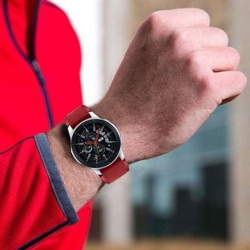 Ремешок для умных часов Samsung Gear S3 бордового цвета + СТЕКЛО