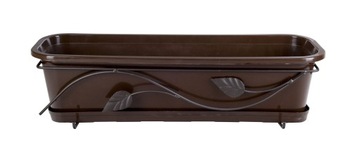 DONICZKA,SKRZYNKA BALKONOWA BRĄZ 60CM+UCHWYT DECOR
